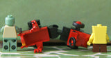 LEGO CUSTOM BUILD (25 PCS) PLUS 2 NOW RARE RETIRED MINIFIGURES: SPONGEBOB 4981, SQUIDWARD 3827 RIDING THEIR CUSTOM MOBILE TRAIN CARRIAGE WITH ADJUSTABLE WHEEL (KIT 35)
