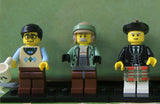 5 NOW RARE RETIRED LEGO MINIFIGURES, SOME FROM SERIE 7: BAGPIPER, COMPUTER PROGRAMMER WITH COFFEE CUP, GALAXY PATROL WITH GUN, DR. OCTOPUS FROM SPIDERMAN, MAITRE D' WITH FRYING PAN. 25 PIECES (SERIE 7)