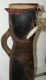 SOLD OUT: Rare Wood Polychrome Kundu Tribal Hourglass Drum, One of a Kind Hand Carved & Hand Painted Percussion Instrument, collected in the 1990’s in the Sepik River region,  Papua New Guinea. 42A4
