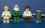 6, NOW RARE, RETIRED LEGO MINIFIGURES COLLECTIBLES FROM STAR WARS (EPISODES 4/5/6): LUKE SKYWALKER, HOTH REBEL, HAN SOLO, 2 CUSTOM DROIDS, GREEN PILOT (31 PCS) KIT SET ITEM 21, USED IN DISPLAYS