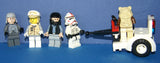 4 RARE RETIRED STAR WARS MINIGIFURES (EPISODES 4/5/6): LUKE SKYWALKER, TROOPER, HOTH REBEL, IMPERIAL OFFICER PLUS 1 FREE EWOK (KIT ITEM SET 28) & A CARRIAGE FOR THE WOUNDED: 45 PIECES