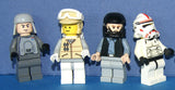 4 RARE RETIRED STAR WARS MINIGIFURES (EPISODES 4/5/6): LUKE SKYWALKER, TROOPER, HOTH REBEL, IMPERIAL OFFICER PLUS 1 FREE EWOK (KIT ITEM SET 28) & A CARRIAGE FOR THE WOUNDED: 45 PIECES