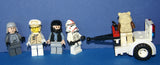 4 RARE RETIRED STAR WARS MINIGIFURES (EPISODES 4/5/6): LUKE SKYWALKER, TROOPER, HOTH REBEL, IMPERIAL OFFICER PLUS 1 FREE EWOK (KIT ITEM SET 28) & A CARRIAGE FOR THE WOUNDED: 45 PIECES