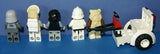4 RARE RETIRED STAR WARS MINIGIFURES (EPISODES 4/5/6): LUKE SKYWALKER, TROOPER, HOTH REBEL, IMPERIAL OFFICER PLUS 1 FREE EWOK (KIT ITEM SET 28) & A CARRIAGE FOR THE WOUNDED: 45 PIECES