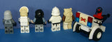 4 RARE RETIRED STAR WARS MINIGIFURES (EPISODES 4/5/6): LUKE SKYWALKER, TROOPER, HOTH REBEL, IMPERIAL OFFICER PLUS 1 FREE EWOK (KIT ITEM SET 28) & A CARRIAGE FOR THE WOUNDED: 45 PIECES