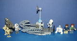 7 NOW VERY RARE RETIRED LEGO MINIFIGURES COLLECTIBLES FROM STAR WARS (EPISODES 4/5/6): HAN SOLO, PRINCESS LEIA, R2-D2, 2 AT-AT DRIVERS, 2 BATTLE DROIDS PLUS 2 CUSTOM BUILDS: ARTICULATED CRANE & ENEMY SKY CHOPPER (54 PCS) KIT SET ITEM 30