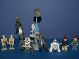 7 NOW VERY RARE RETIRED LEGO MINIFIGURES COLLECTIBLES FROM STAR WARS (EPISODES 4/5/6): HAN SOLO, PRINCESS LEIA, R2-D2, 2 AT-AT DRIVERS, 2 BATTLE DROIDS PLUS 2 CUSTOM BUILDS: ARTICULATED CRANE & ENEMY SKY CHOPPER (54 PCS) KIT SET ITEM 30