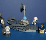 7 NOW VERY RARE RETIRED LEGO MINIFIGURES COLLECTIBLES FROM STAR WARS (EPISODES 4/5/6): HAN SOLO, PRINCESS LEIA, R2-D2, 2 AT-AT DRIVERS, 2 BATTLE DROIDS PLUS 2 CUSTOM BUILDS: ARTICULATED CRANE & ENEMY SKY CHOPPER (54 PCS) KIT SET ITEM 30