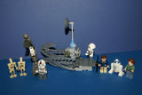 7 NOW VERY RARE RETIRED LEGO MINIFIGURES COLLECTIBLES FROM STAR WARS (EPISODES 4/5/6): HAN SOLO, PRINCESS LEIA, R2-D2, 2 AT-AT DRIVERS, 2 BATTLE DROIDS PLUS 2 CUSTOM BUILDS: ARTICULATED CRANE & ENEMY SKY CHOPPER (54 PCS) KIT SET ITEM 30