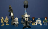 7 NOW VERY RARE RETIRED LEGO MINIFIGURES COLLECTIBLES FROM STAR WARS (EPISODES 4/5/6): HAN SOLO, PRINCESS LEIA, R2-D2, 2 AT-AT DRIVERS, 2 BATTLE DROIDS PLUS 2 CUSTOM BUILDS: ARTICULATED CRANE & ENEMY SKY CHOPPER (54 PCS) KIT SET ITEM 30