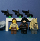 5, NOW RARE, RETIRED LEGO STAR WARS MINIFIGURES COLLECTIBLES: DARTH VADER, JAR JAR BINKS, QUI-GON JINN, ANAKIN SKYWALKER, BATTLE DROID PLUS 2 CUSTOM BUILDS ARCH & DROID DEFENSE MACHINE (74 PCS). KIT: ITEM 42 CLONE WARS & EPISODE 1