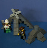 LEGO ADVENTURERS OF THE DESERT: 6 NOW RARE RETIRED MINIFIGURES VON BARRON, JOHNNY THUNDER, SAM SINISTER, CHARLES LIGHTNING, HARRY CANE & 5 CUSTOM BUILDS: 2 PYRAMIDS, CRANE, SINK, PHARAOH SARCOPHAGUS, ETC., 143 PIECES (KIT ITEM 46)