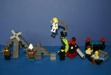 LEGO ADVENTURERS OF THE DESERT: 6 NOW RARE RETIRED MINIFIGURES VON BARRON, JOHNNY THUNDER, SAM SINISTER, CHARLES LIGHTNING, HARRY CANE & 5 CUSTOM BUILDS: 2 PYRAMIDS, CRANE, SINK, PHARAOH SARCOPHAGUS, ETC., 143 PIECES (KIT ITEM 46)