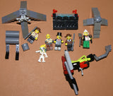LEGO ADVENTURERS OF THE DESERT: 6 NOW RARE RETIRED MINIFIGURES VON BARRON, JOHNNY THUNDER, SAM SINISTER, CHARLES LIGHTNING, HARRY CANE & 5 CUSTOM BUILDS: 2 PYRAMIDS, CRANE, SINK, PHARAOH SARCOPHAGUS, ETC., 143 PIECES (KIT ITEM 46)