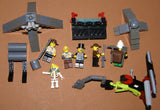 LEGO ADVENTURERS OF THE DESERT: 6 NOW RARE RETIRED MINIFIGURES VON BARRON, JOHNNY THUNDER, SAM SINISTER, CHARLES LIGHTNING, HARRY CANE & 5 CUSTOM BUILDS: 2 PYRAMIDS, CRANE, SINK, PHARAOH SARCOPHAGUS, ETC., 143 PIECES (KIT ITEM 46)