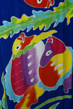 HIGH QUALITY HAND PAINTED TEXTILE FABRIC SARONG SIGNED BY THE ARTIST: DETAILED MOTIFS OF AQUATIC PLANTS & FISH 70" x 48" (no 27)