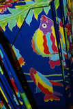 HIGH QUALITY HAND PAINTED TEXTILE FABRIC SARONG SIGNED BY THE ARTIST: DETAILED MOTIFS OF AQUATIC PLANTS & FISH 70" x 48" (no 27)