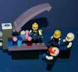 7, NOW VERY RARE, RETIRED LEGO MINIFIGURES (YEAR 2002): SPACE UNITRON & ICE PLANET. PLUS 2 CUSTOM BUILDS ICE JET MOBILE & ICE OUTPOST TO REFUEL, DRINK & FOR MEDICAL EMERGENCIES, LOADS OF ACCESSORIES (ITEM SET 50) 96 PIECES