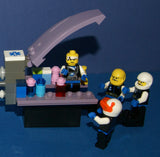 7, NOW VERY RARE, RETIRED LEGO MINIFIGURES (YEAR 2002): SPACE UNITRON & ICE PLANET. PLUS 2 CUSTOM BUILDS ICE JET MOBILE & ICE OUTPOST TO REFUEL, DRINK & FOR MEDICAL EMERGENCIES, LOADS OF ACCESSORIES (ITEM SET 50) 96 PIECES