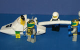 7, NOW VERY RARE, RETIRED LEGO MINIFIGURES (YEAR 2002): SPACE UNITRON & ICE PLANET. PLUS 2 CUSTOM BUILDS ICE JET MOBILE & ICE OUTPOST TO REFUEL, DRINK & FOR MEDICAL EMERGENCIES, LOADS OF ACCESSORIES (ITEM SET 50) 96 PIECES