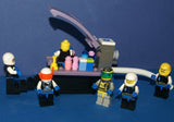 7, NOW VERY RARE, RETIRED LEGO MINIFIGURES (YEAR 2002): SPACE UNITRON & ICE PLANET. PLUS 2 CUSTOM BUILDS ICE JET MOBILE & ICE OUTPOST TO REFUEL, DRINK & FOR MEDICAL EMERGENCIES, LOADS OF ACCESSORIES (ITEM SET 50) 96 PIECES