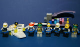 7, NOW VERY RARE, RETIRED LEGO MINIFIGURES (YEAR 2002): SPACE UNITRON & ICE PLANET. PLUS 2 CUSTOM BUILDS ICE JET MOBILE & ICE OUTPOST TO REFUEL, DRINK & FOR MEDICAL EMERGENCIES, LOADS OF ACCESSORIES (ITEM SET 50) 96 PIECES