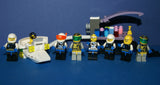 7, NOW VERY RARE, RETIRED LEGO MINIFIGURES (YEAR 2002): SPACE UNITRON & ICE PLANET. PLUS 2 CUSTOM BUILDS ICE JET MOBILE & ICE OUTPOST TO REFUEL, DRINK & FOR MEDICAL EMERGENCIES, LOADS OF ACCESSORIES (ITEM SET 50) 96 PIECES