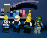 7, NOW VERY RARE, RETIRED LEGO MINIFIGURES (YEAR 2002): SPACE UNITRON & ICE PLANET. PLUS 2 CUSTOM BUILDS ICE JET MOBILE & ICE OUTPOST TO REFUEL, DRINK & FOR MEDICAL EMERGENCIES, LOADS OF ACCESSORIES (ITEM SET 50) 96 PIECES