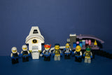 7, NOW VERY RARE, RETIRED LEGO MINIFIGURES (YEAR 2002): SPACE UNITRON & ICE PLANET. PLUS 2 CUSTOM BUILDS ICE JET MOBILE & ICE OUTPOST TO REFUEL, DRINK & FOR MEDICAL EMERGENCIES, LOADS OF ACCESSORIES (ITEM SET 50) 96 PIECES