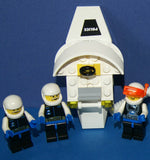 7, NOW VERY RARE, RETIRED LEGO MINIFIGURES (YEAR 2002): SPACE UNITRON & ICE PLANET. PLUS 2 CUSTOM BUILDS ICE JET MOBILE & ICE OUTPOST TO REFUEL, DRINK & FOR MEDICAL EMERGENCIES, LOADS OF ACCESSORIES (ITEM SET 50) 96 PIECES