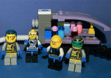 7, NOW VERY RARE, RETIRED LEGO MINIFIGURES (YEAR 2002): SPACE UNITRON & ICE PLANET. PLUS 2 CUSTOM BUILDS ICE JET MOBILE & ICE OUTPOST TO REFUEL, DRINK & FOR MEDICAL EMERGENCIES, LOADS OF ACCESSORIES (ITEM SET 50) 96 PIECES
