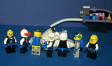 7, NOW VERY RARE, RETIRED LEGO MINIFIGURES (YEAR 2002): SPACE UNITRON & ICE PLANET. PLUS 2 CUSTOM BUILDS ICE JET MOBILE & ICE OUTPOST TO REFUEL, DRINK & FOR MEDICAL EMERGENCIES, LOADS OF ACCESSORIES (ITEM SET 50) 96 PIECES