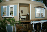 1970 HUGE CUSTOM BUILT & FULLY FURNISHED DOLL HOUSE (5 ft x 4ft x 32”) WITH 14 rooms & 3 gardens, Plants, Trees + Outhouse (1/12 Scale) Operating Lights