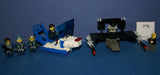 LEGO GREY BATMAN (NEW BLUE CAPE IN BOX) VS AGENTS:  6 MINIFIGURES (BATMAN, JET "AIR" PILOT, AGENTS, CHARGE, CHASE ETC...)  AGT025, AGT020A, AGT001A,  AIR019 PLUS  2 CUSTOM BUILDS: BOAT, JET PLANE & ACCESSORIES (145 PCS) KIT 60