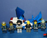 LEGO GREY BATMAN (NEW BLUE CAPE IN BOX) VS AGENTS:  6 MINIFIGURES (BATMAN, JET "AIR" PILOT, AGENTS, CHARGE, CHASE ETC...)  AGT025, AGT020A, AGT001A,  AIR019 PLUS  2 CUSTOM BUILDS: BOAT, JET PLANE & ACCESSORIES (145 PCS) KIT 60