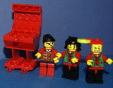 1998-2009 VERY RARE RETIRED LEGO MFS: 11 HARD TO FIND NINJAS CAS049, CAS050, CAS052, CAS053, CAS054 & SAMURAI CAS055 MINIFIGURES WITH ACCESSORIES, 3 BUILDS: AIRBOAT, BARBECUE, CHINATOWN GATEWAY (131 PCS) KIT 62