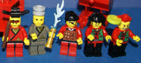 1998-2009 VERY RARE RETIRED LEGO MFS: 11 HARD TO FIND NINJAS CAS049, CAS050, CAS052, CAS053, CAS054 & SAMURAI CAS055 MINIFIGURES WITH ACCESSORIES, 3 BUILDS: AIRBOAT, BARBECUE, CHINATOWN GATEWAY (131 PCS) KIT 62