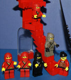 NOW RARE RETIRED LEGO BATMAN & NINJA MINIFIGURES  (YEARS 1998-2009) (1 BATMAN AND 6 NINJAS) PLUS 3 CUSTOM BUILDS: WATCH TOWER, GUARD GATE AND MOTORCYCLE (113pcs) KIT SET ITEM 64