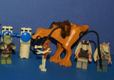 8 RARE RETIRED LEGO STAR WARS MINIFIGURES COLLECTIBLES: KAADU GUNGAN BEAST, SALACIOUS B. CRUMB, JAR JAR BINKS, GUNGAN SOLDIER, GAMORREAN GUARD, 2 STORM TROOPERS, BATTLE DROID, CONTROL TABLE, 2 BAR STOOLS, REFLECTION STATION (70 PCS) SET 66