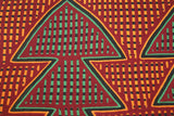 Kuna Indian Folk Art Mola Blouse Panel, Textile from San Blas Islands, Panama. Hand-stitched Reverse Applique: Rarely Performed, Extremely Difficult  Criss-Cross Weave Pattern 16.75" x 11.75" (34B)
