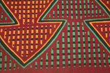 Kuna Indian Folk Art Mola Blouse Panel, Textile from San Blas Islands, Panama. Hand-stitched Reverse Applique: Rarely Performed, Extremely Difficult  Criss-Cross Weave Pattern 16.75" x 11.75" (34B)
