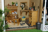 1970 HUGE CUSTOM BUILT & FULLY FURNISHED DOLL HOUSE (5 ft x 4ft x 32”) WITH 14 rooms & 3 gardens, Plants, Trees + Outhouse (1/12 Scale) Operating Lights