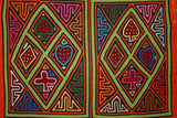 1980's Kuna Indian Folk Art Mola Blouse Panel from San Blas Islands, Panama. Hand-stitched Reverse Applique: Deck of Cards Motif 16" x 12"  (61B)