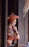 Vintage, Now Rare, Ceremonial Conical Coolie Sun Hat, Hand Beaded Minute Mosaic Motifs, Deer & Lotus Flowers, Nassa Shells, 161A2, Collected in Sumatra, 1980’s but Older. Bride Price, Currency. 21” Stand Included.nute Colorful