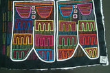 Kuna Indian Abstract Traditional Art Mola blouse panel from San Blas Island, Panama. Hand Stitched Applique with Minute Detail: Chief 's Trousers Pants Britches 13" X 10.5"  (75A)