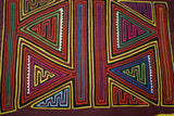 Kuna Indian Folk Art Mola blouse panel from San Blas Islands, Panama. Hand-stitched Applique:  Geometric Abstract Hatchet Tool Axe 16.75" x 11.25" (28A)