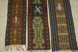 Hand woven Sumba Hinggi Songket Ikat Textile Made from Handspun Cotton Dyed with Natural Pigments. With Motifs Created from hand sewn Nassa Shells: SR21 (59" x 12.5") OR SR23 (64" x 15.5") earthtones with fringes wall Décor designer textile collector