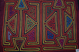 1980's Kuna Indian Folk Art Mola Blouse Panel from San Blas Islands, Panama. Hand-stitched Applique Textile: Geometric Arrow Heads 17" x 14" (30B)