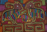 Kuna Indian Folk Art Mola blouse panel from San Blas Islands, Panama. Hand stitched Applique: Crested Bird & Baby in Nest 16.5" x 13" (62A)