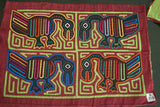 KUNA INDIAN FOLK ART 1970's MOLA HAND STITCHED BLOUSE PANEL FROM SAN BLAS ISLANDS, PANAMA. Traditional Reverse Applique: Heron Bird Motif 18.25" x 13.5" (51B)